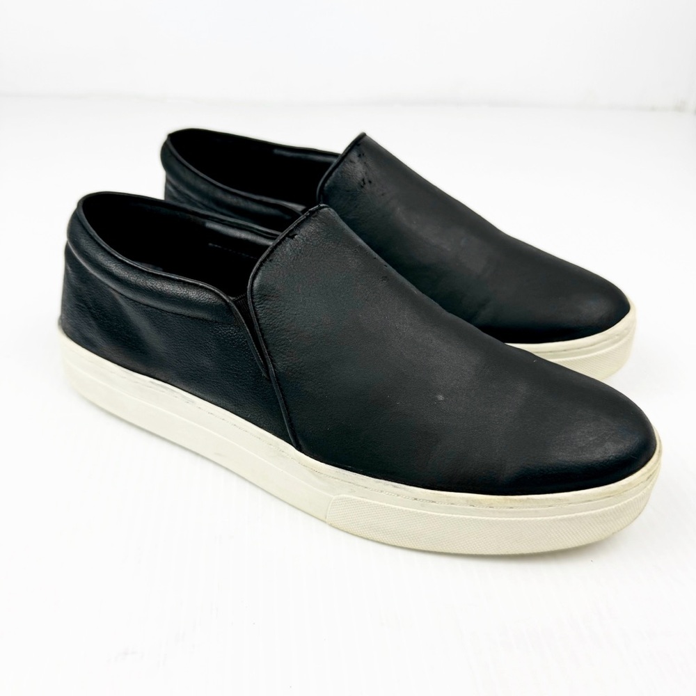 Eileen Fisher Leather Platform Black/White Slip On Shoe Sneakers 8